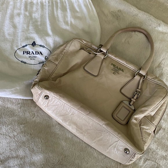 Prada Satchel in light sandstone color. - Picture 1 of 11